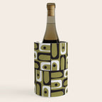 Mid Century Modern Abstract Geometric Piquet Multi Pattern in Retro Olive Black White Wine Chiller Gallery Image 1