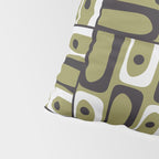 Mid Century Modern Abstract Geometric Piquet Multi Pattern in Retro Olive Black White Pillow Sham Gallery Image 4