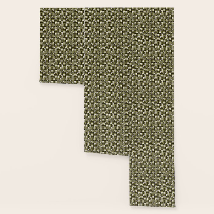 Mid Century Modern Abstract Geometric Piquet Multi Pattern in Retro Olive Black White Wallpaper Gallery Image 3