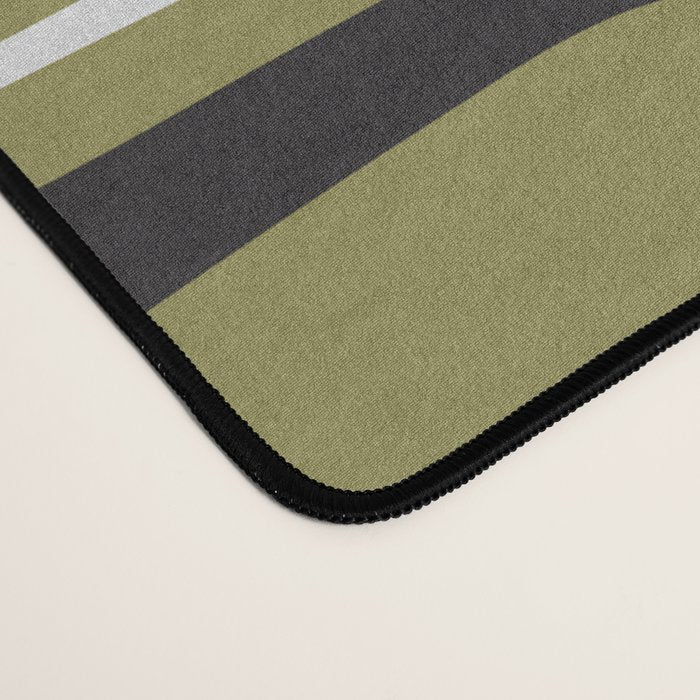 Mid Century Modern Abstract Geometric Piquet Multi Pattern in Retro Olive Black White Desk Mat Gallery Image 4