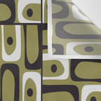 Mid Century Modern Abstract Geometric Piquet Multi Pattern in Retro Olive Black White Wall Tapestry Gallery Image 3