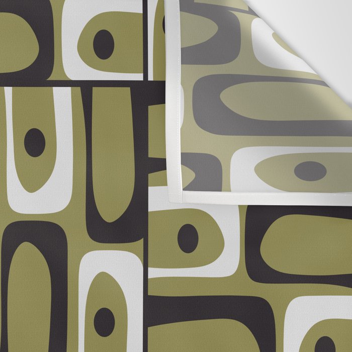 Mid Century Modern Abstract Geometric Piquet Multi Pattern in Retro Olive Black White Wall Tapestry Gallery Image 3