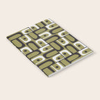 Mid Century Modern Abstract Geometric Piquet Multi Pattern in Retro Olive Black White Notebook Gallery Image 2