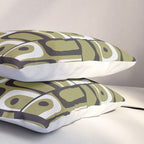 Mid Century Modern Abstract Geometric Piquet Multi Pattern in Retro Olive Black White Pillow Sham Gallery Image 3