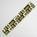 Mid Century Modern Abstract Geometric Piquet Multi Pattern in Retro Olive Black White Table Runner Gallery Image 3