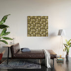 Mid Century Modern Abstract Geometric Piquet Multi Pattern in Retro Olive Black White Wood Wall Art Gallery Image 2