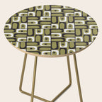 Mid Century Modern Abstract Geometric Piquet Multi Pattern in Retro Olive Black White Side Table Gallery Image 2