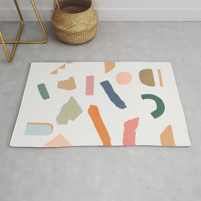 Mix of color shapes happy artwork Rug Gallery Image 1