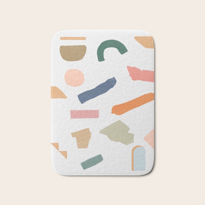 Mix of color shapes happy artwork Bath Mat Gallery Image 1