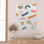 Mix of color shapes happy artwork Wall Tapestry Gallery Image 2