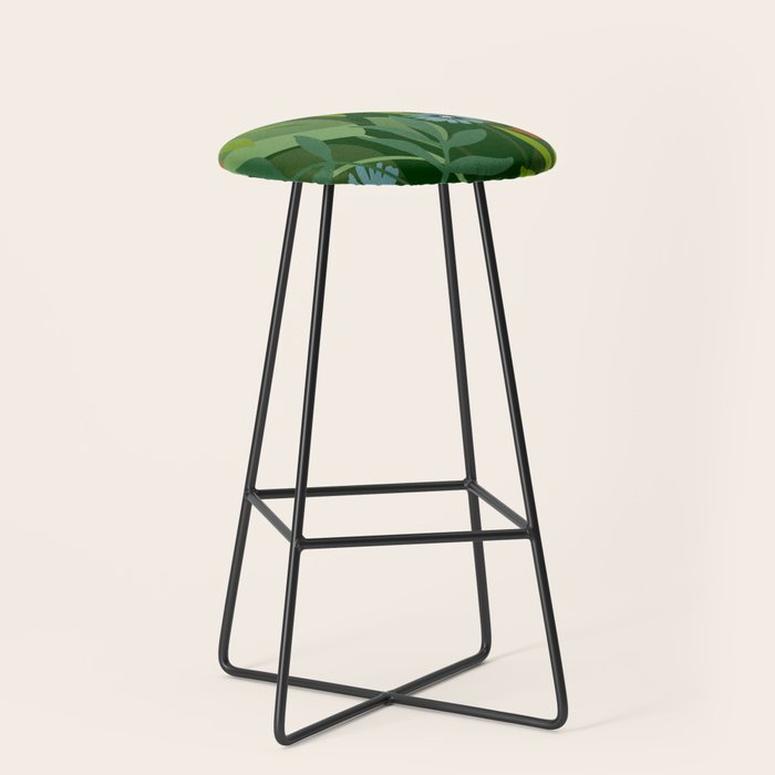 Dark Tropical Flower Pattern Stool Gallery Image 1