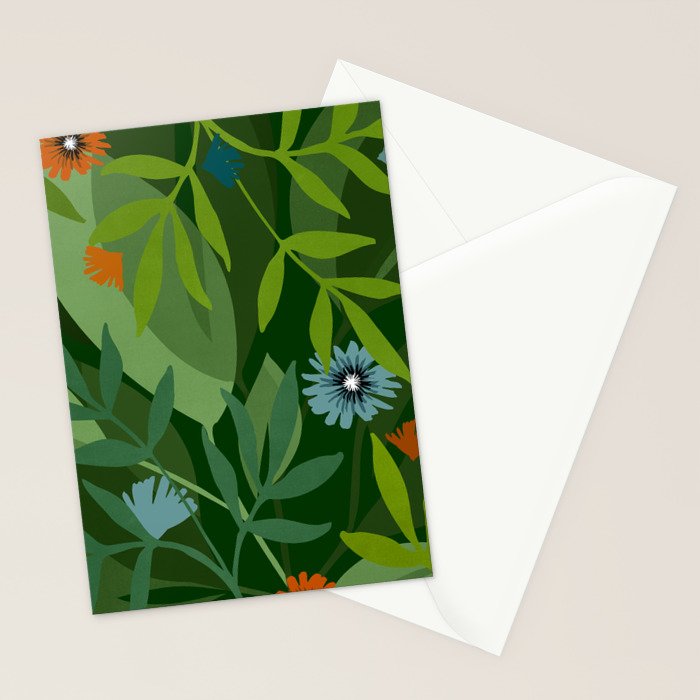 Dark Tropical Flower Pattern Stationery Card Gallery Image 2