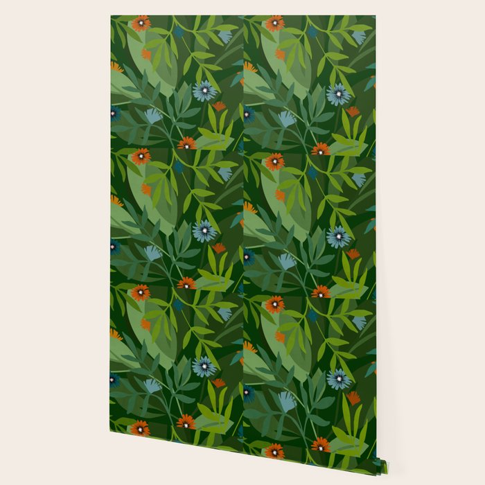 Dark Tropical Flower Pattern Wallpaper Gallery Image 2