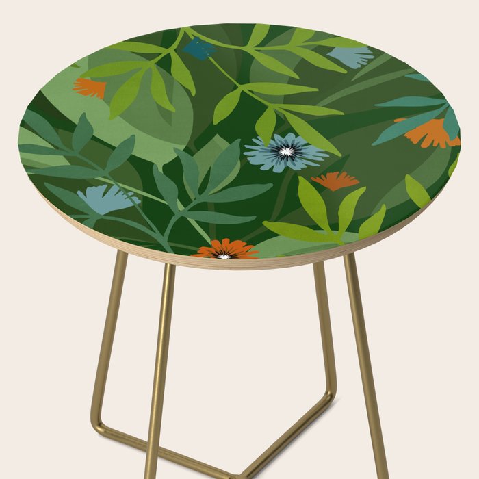 Dark Tropical Flower Pattern Side Table Gallery Image 2