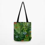 Dark Tropical Flower Pattern Tote Bag Gallery Image 2