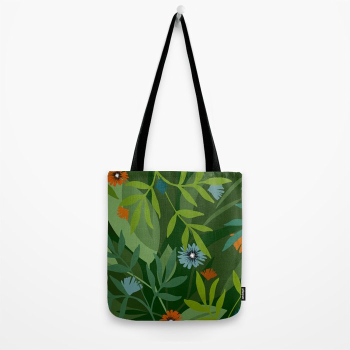 Dark Tropical Flower Pattern Tote Bag Gallery Image 2