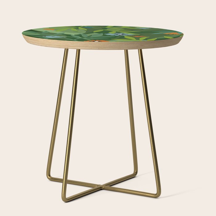 Dark Tropical Flower Pattern Side Table Gallery Image 1