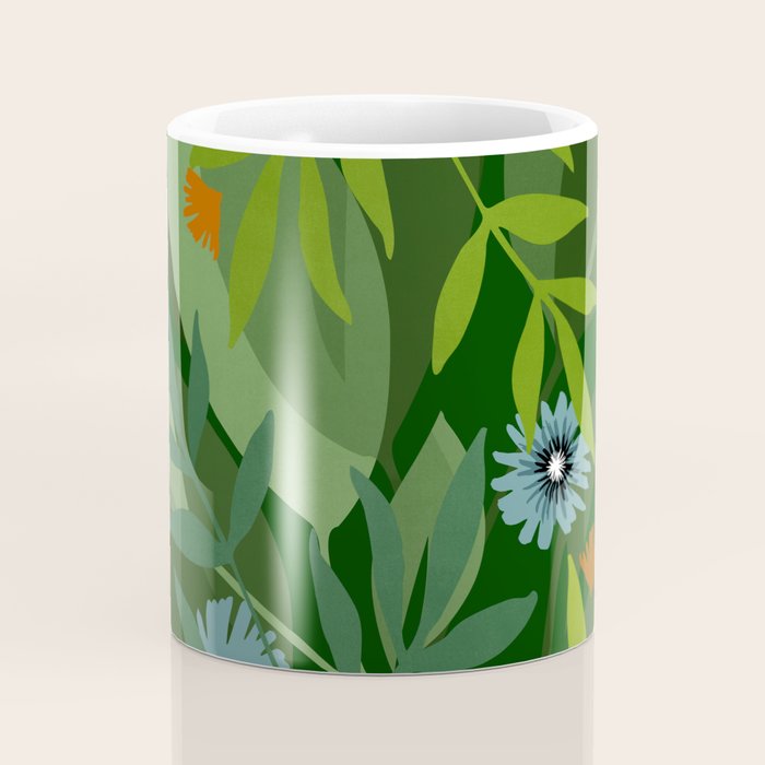 Dark Tropical Flower Pattern Coffee Mug Gallery Image 4