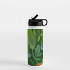 Dark Tropical Flower Pattern Water Bottle Gallery Image 1