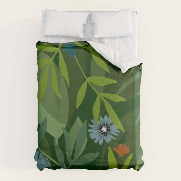 Dark Tropical Flower Pattern Duvet Cover Gallery Image 6