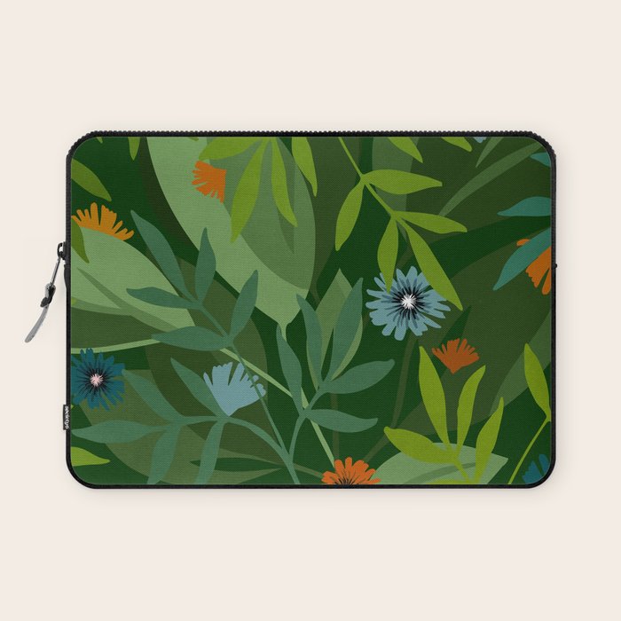 Dark Tropical Flower Pattern Laptop Sleeve Gallery Image 1