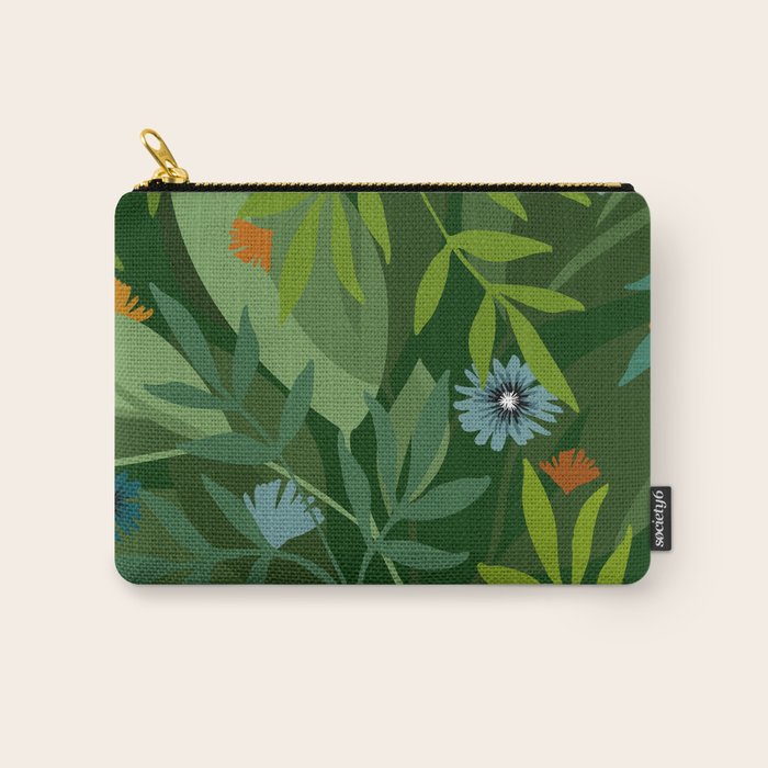 Dark Tropical Flower Pattern Carry All Pouch Gallery Image 1