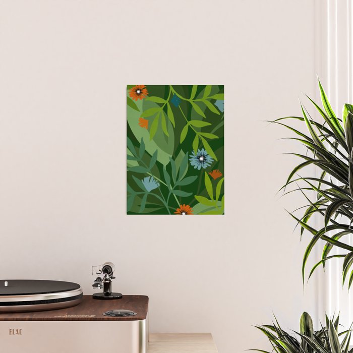 Dark Tropical Flower Pattern Poster Gallery Image 2