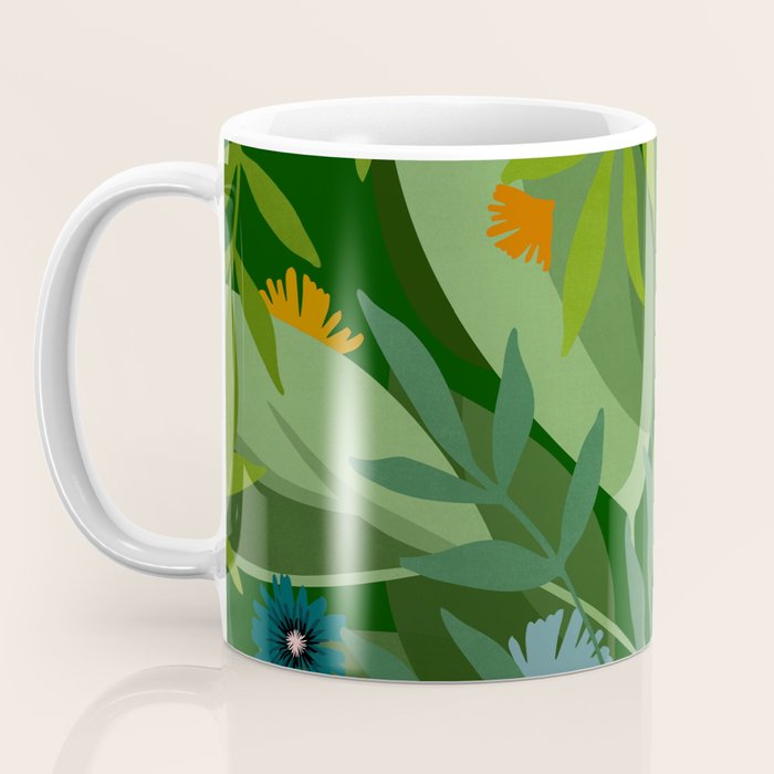 Dark Tropical Flower Pattern Coffee Mug Gallery Image 3
