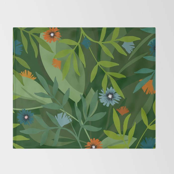 Dark Tropical Flower Pattern Throw Blanket Gallery Image 2