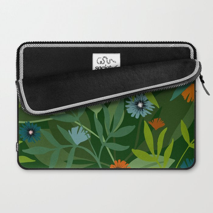 Dark Tropical Flower Pattern Laptop Sleeve Gallery Image 2