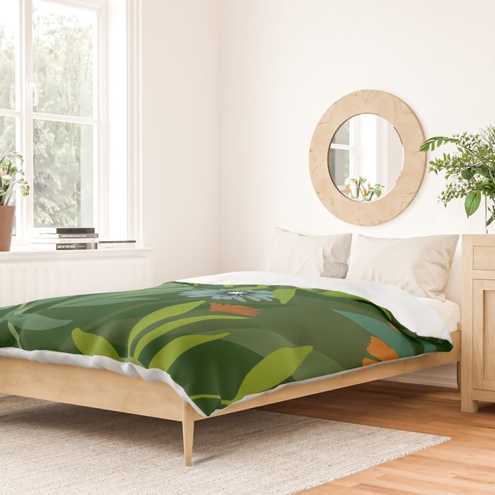 Dark Tropical Flower Pattern Duvet Cover Gallery Image 2