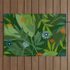 Dark Tropical Flower Pattern Outdoor Rug Gallery Image 1