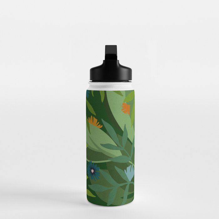 Dark Tropical Flower Pattern Water Bottle Gallery Image 3