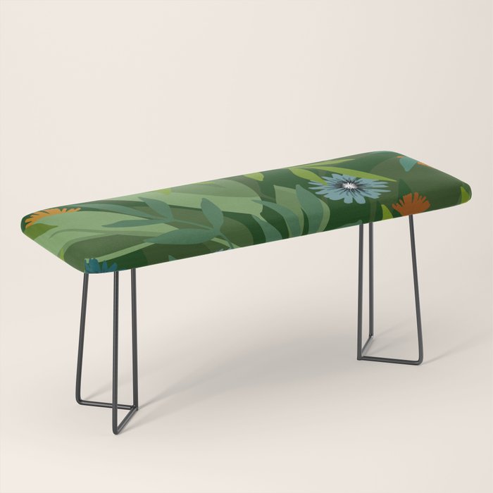 Dark Tropical Flower Pattern Bench Gallery Image 1