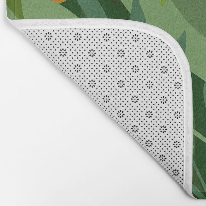 Dark Tropical Flower Pattern Bath Mat Gallery Image 2