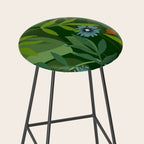 Dark Tropical Flower Pattern Stool Gallery Image 2