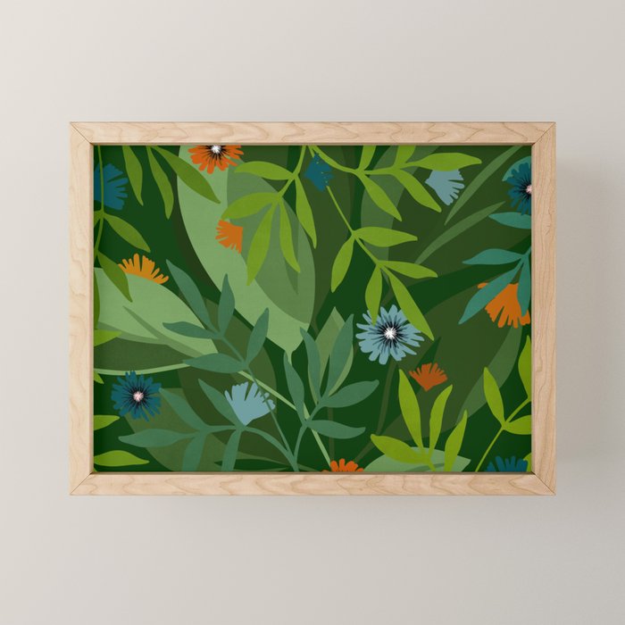 Dark Tropical Flower Pattern Mini Art Print Gallery Image 1