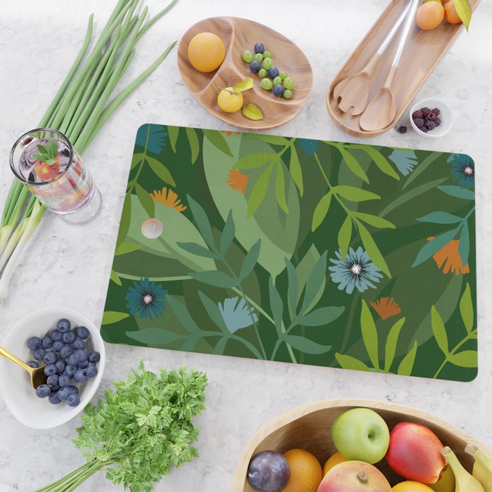 Dark Tropical Flower Pattern Cutting Board Gallery Image 2