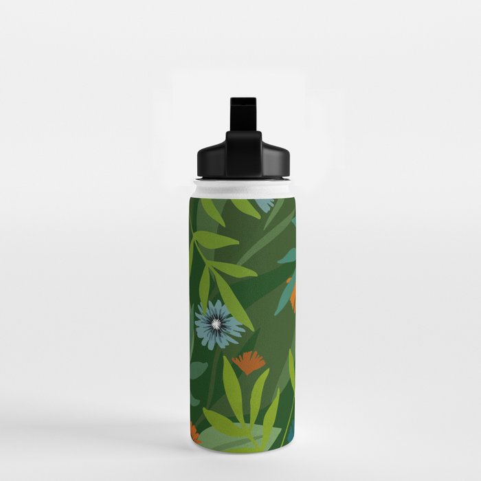 Dark Tropical Flower Pattern Water Bottle Gallery Image 2