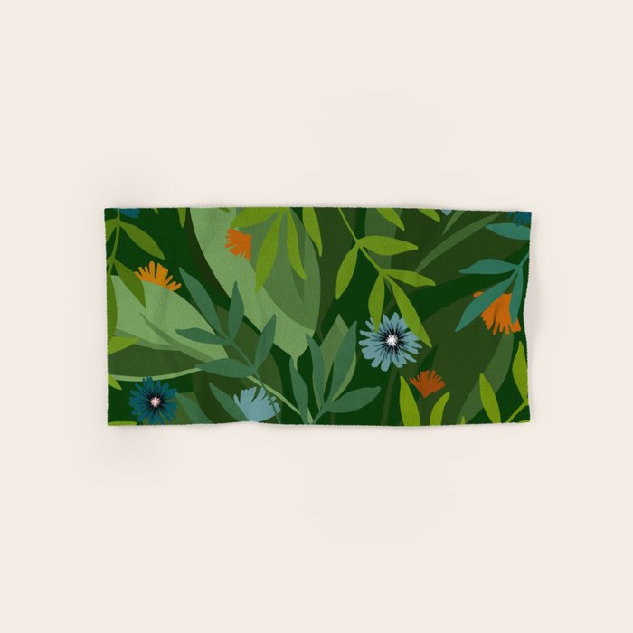 Dark Tropical Flower Pattern Bath Towel Gallery Image 1