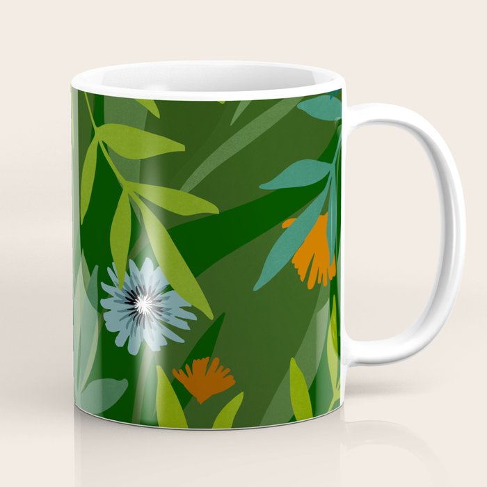 Dark Tropical Flower Pattern Coffee Mug Gallery Image 1