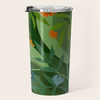 Dark Tropical Flower Pattern Travel Mug Gallery Image 3