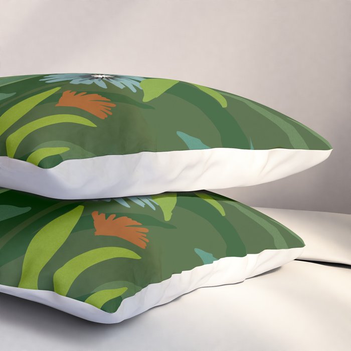 Dark Tropical Flower Pattern Pillow Sham Gallery Image 3