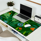 Dark Tropical Flower Pattern Desk Mat Gallery Image 2