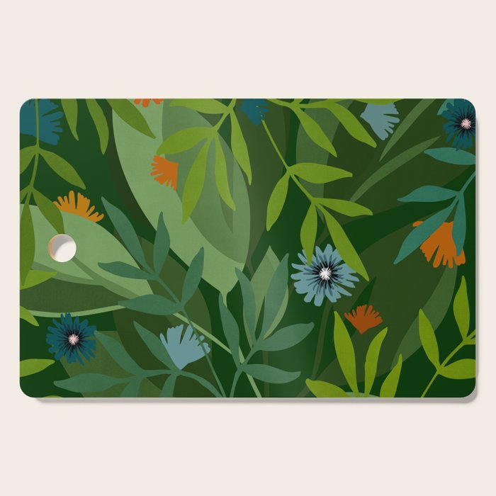 Dark Tropical Flower Pattern Cutting Board Gallery Image 1