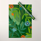 Dark Tropical Flower Pattern Wrapping Paper Gallery Image 1