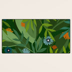 Dark Tropical Flower Pattern Desk Mat Gallery Image 3