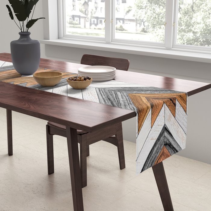Urban Tribal Pattern No.8 - Aztec - Wood Table Runner Gallery Image 2