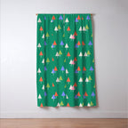 Minimalist Festive Trees on Green - Modern Holiday Pattern Window Curtain Gallery Image 3