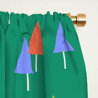 Minimalist Festive Trees on Green - Modern Holiday Pattern Window Curtain Gallery Image 2